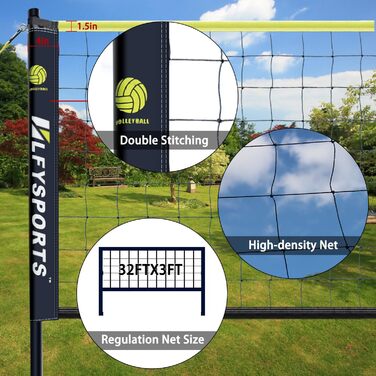 Професійний портативний комплект волейбольної сітки LFYSPORTS (з регульованою висотою, маркерами рахунків, м'ячем та граничними лініями), для пляжу та заднього двору