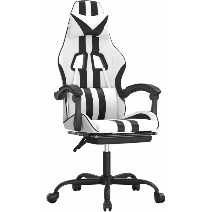 Ігрове крісло з підставкою для ніг, крісло для ПК, ігрове крісло, крісло для геймерів, крісла для домашнього офісу, ігрові крісла, крісло для Playstation, комп&39ютерне крісло, обертове, біла та чорна штучна шкіра