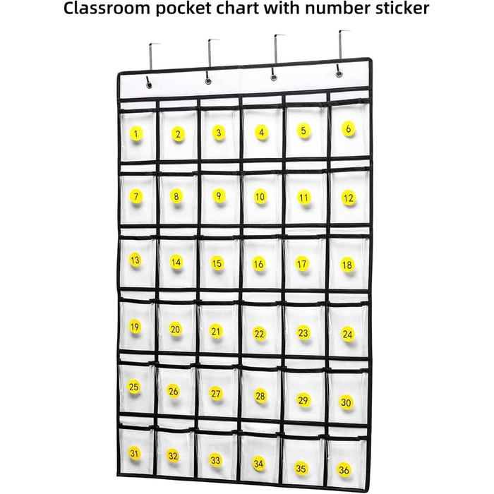 Сумка для зберігання мобільних телефонів, Класна кімната, Підвісний органайзер з 36 кишенями, Канцелярське приладдя для гуртожитків, будинків, включаючи наклейки з номерами, Флізелін, Білий
