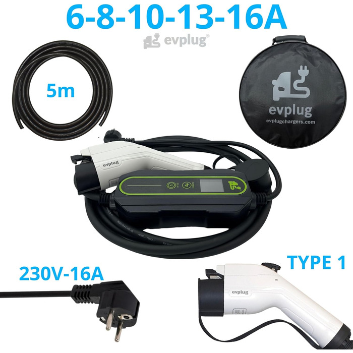 Портативний зарядний пристрій з контролем часу для електромобілів EV PHEV (Тип 1 5м, 3.6кВт 16А) Тип 1 16А 5м хв.