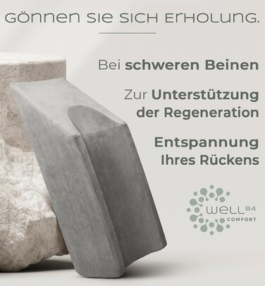 Подушка для підняття ніг WELL B4 - подушка для підняття ніг, опора для ніг, клиноподібна подушка, опорна подушка для ніг та колін, ідеально підходить як подушка для лімфодренажу, венозний клин або подушка для ніг, сірий колір