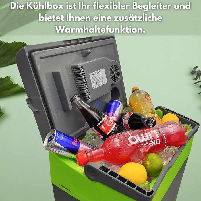 Літровий холодильник 2-в-1 Електричний холодильник Сумка-холодильник Ізольована сумка Термобокс Ящик для підігріву Автомобільний Кемпінговий Термохолодильник Gora Grey/Gilmo Green, 30-