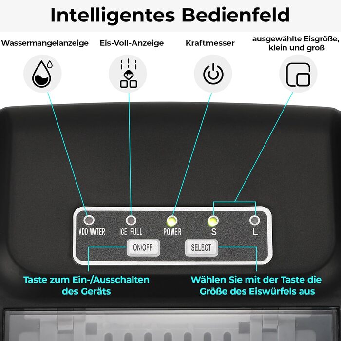 Машина для виробництва кубиків льоду, льодогенератор з нержавіючої сталі, 9 кубиків льоду за 6 хвилин, 12 кг/24 години, 2 розміри кубиків льоду, тихі машини для льоду з портативною ручкою та самоочищенням, для кухні, офісу, бару та вечірки