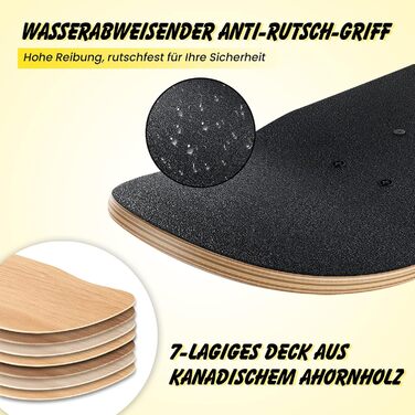 Скейтборд COSTWAY Cruiser Black 80x20 см повний круїзер для початківців ABEC-7 7-шаровий канадський клен чорний лонгборд-скейт для дітей дорослих трюків універсальний стріт парк оригінал 2025