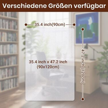 Захисний килимок для підлоги COSYLAND для офісних стільців, напівпрозорий, 90x120 см 90x120 см прозорий