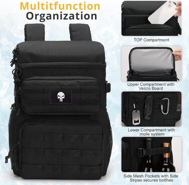 Тактичний рюкзак-холодильник, м&39який, легкий, герметичний рюкзак-холодильник, ізольована сумка-холодильник, портативна м&39яка сумка-холодильник, водонепроникна для пляжу, подорожей, кемпінгу, пікніка та походів, чорний