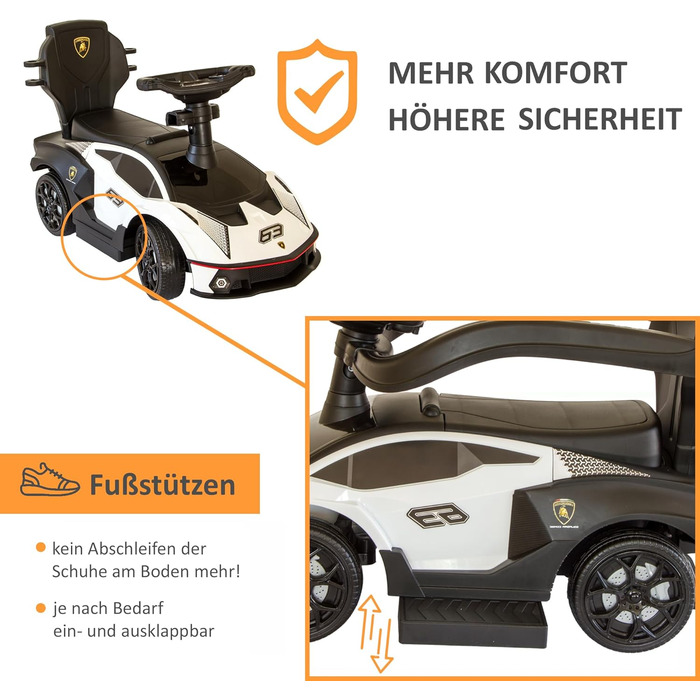 Коляска Lamborghini з штовхачем від 1 року коляска з захисною планкою коляска Lamborghini в білому кольорі можливе керування за до