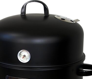 В-1 Дим-гриль Вугільний гриль з кришкою для копчення, смаження та приготування (з резервуаром для води, 2 решітками для грилю, гачками для копчення, термометром) Димна бочка для саду та кемпінгу, 400 3-