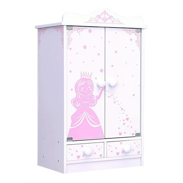 Дитяча шафа habeig XXL, висота 52 см, настінна шафа, підвісна шафа, біла, 2 двері, шафа для ляльок (рожевий/білий 833)