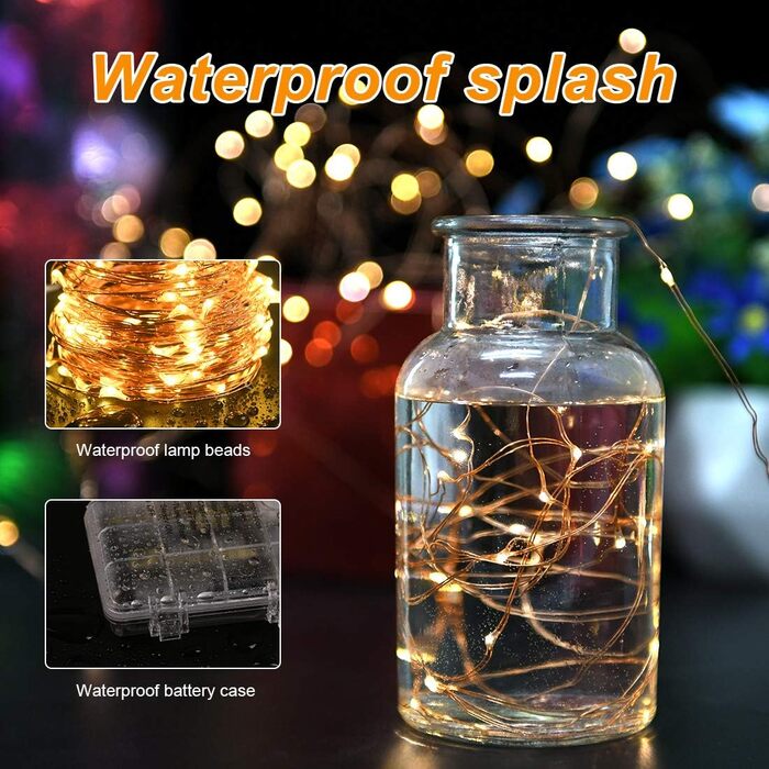 Світлодіодні казкові вогні Vicloon мідний дріт, 2 шт. и 10м 100 світлодіодних батарейних казкових вогнів з пультом дистанційного к