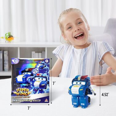 Літак-трансформер Super Wings Supercharged Lucie, фігурка для дітей заввишки приблизно 12,7 см, фігурка літачка та робота для хлопчиків та дівчаток від 3 років, 5 дюймів