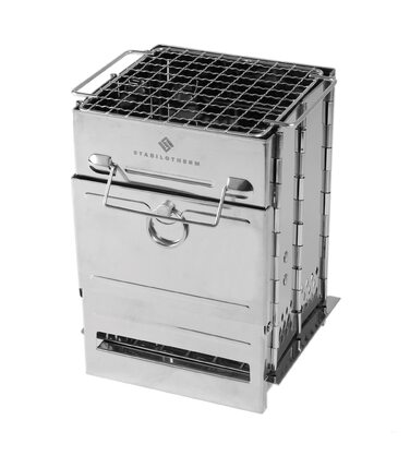 Вугільний гриль з нержавіючої сталі, складаний для кемпінгу та використання на свіжому повітрі портативний гриль, кемпінговий гриль, вуличний гриль кемпінговий гриль дуже стабільний та компактний, 21 см x 14 см x 14 см