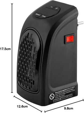 Міні-вентилятор/Зручний обігрівач MAUK Компактний для караванів та автофургонів Керамічний підключається до мережі 400 Вт PTC Електричний з цифровим світлодіодним термостатом Таймер Вилка живлення з поворотом на 90