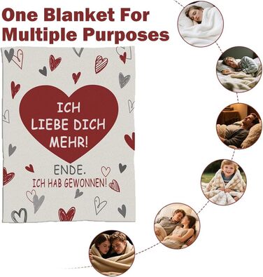 Подарунки &quotЯ тебе кохаю&quot для жінок та чоловіків, подарунки для партнера для нього та неї, персоналізована ковдра на річницю весілля, День святого Валентина, Різдво, подарунки на річницю весілля для чоловіків та жінок, плед-обіймач 150 x 130 см