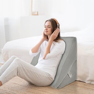 Клиноподібна подушка GOPLUS для ліжка, подушка для читання, подушка у формі книги для відпочинку, чохол з піни з ефектом пам&39яті, що прається, подушка для ніг, подушка для спини, ергономічна з ручкою, подушка для ніг, розслаблююча подушка для дивана та 