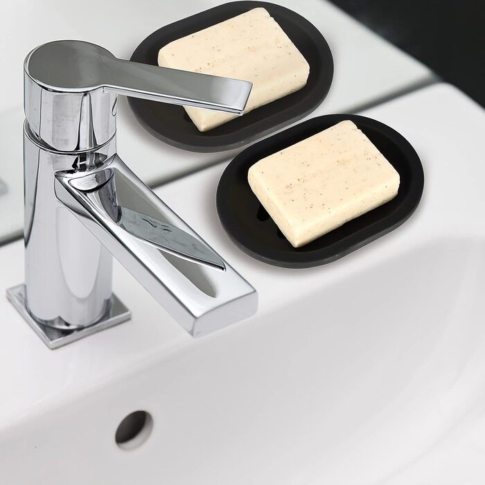 Практична мильниця Topsky в упаковці 2 шт. легко миється, зберігає мило сухим, ідеально підходить для ванної та кухні (чорна)