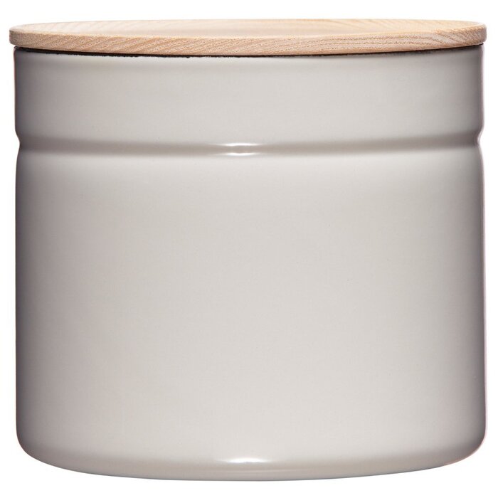 Банка для зберігання з кришкою з ясена, діаметр 13 см, висота 12 см, місткість 1350 мл, СВІТЛО-СІРИЙ, КОМПЛЕКТ ДЛЯ КУХНІ, Truehomeware, Емаль, 2174-211