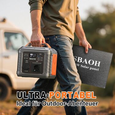 Портативна електростанція із сонячною панеллю 60 Вт, сонячний генератор SBAOH 296 Втгод з вихідною потужністю 300 Вт, мобільне джерело живлення для саду, подорожей, кемпінгу, автофургона, аварійної служби, сонячна панель 300 Вт 60 Вт