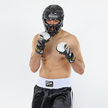 Боксерський шолом 2-в-1 регульований шолом для бойових мистецтв зі знімною маскою для обличчя, повний захист обличчя для MMA, муай-тай, кікбоксингу, спарингу Чоловіки та жінки, розмір S, чорний