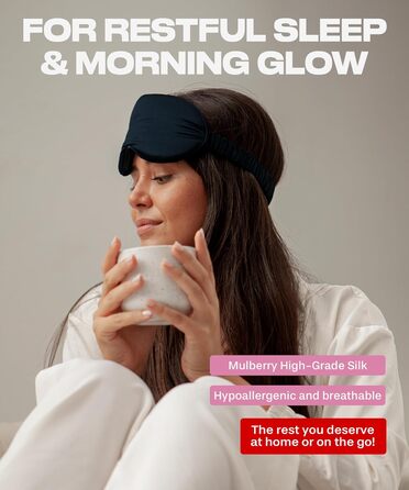 Шовкова маска для сну - Маски для сну для жінок і чоловіків - Покриття для очей для сну - Пов'язка на очі, затемнення, гра - Чорна