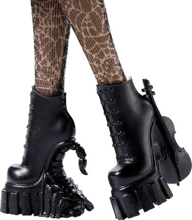 Лялька Monster High Wednesday та аксесуари, колекційна фігурка Wednesday Addams у формі Академії Nevermore з крижаною рукою та рюкзаком, підставка для ляльки, HJ04 Різнокольорова