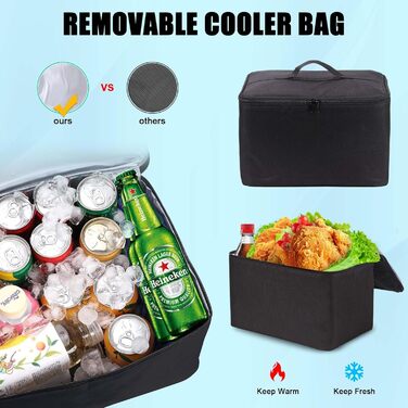 Органайзер для багажника авто, позашляховика, пікапа з від'ємною термосумкою, багатосекційний з відкидною кришкою, нековзним дном, для зберігання речей у дорозі (чорний) П