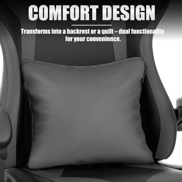 Ергономічне ігрове крісло Soontrans, ігрове крісло з пружинною подушкою, висувна підставка для ніг, підголівник, регульована висота, штучна шкіра, регульована спинка 90-135 (чорний/сірий)