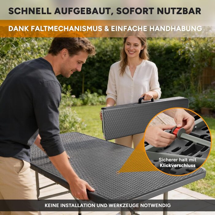 Складаний пластиковий набір для пивного саду Складаний набір пивних столів зі столом та 2 лавками Всепогодний складаний набір для саду, вечірки та кемпінгу 1