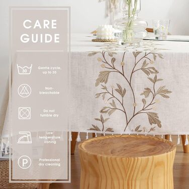 Скатертина Pahajim Прямокутна бавовняна лляна скатертина миється проти обростання китицями Дизайн для кухні, їдальні, пікніка, на