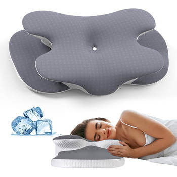 Подушка A-Pce з піни з ефектом пам&39яті для всіх типів сну, ергономічна ортопедична подушка для голови для полегшення болю в шиї та плечах, подушка для шиї зі знімним чохлом, сіра, велика
