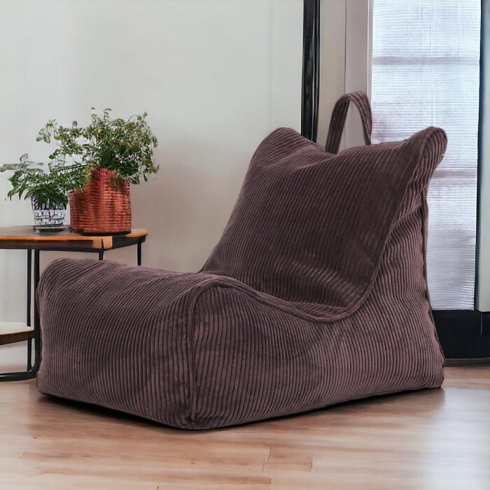 Крісло-мішок для вітальні - Оксамитовий пуф - М&39який пуф-мішок з кишенею та ручкою, м&39який - Крісло для відпочинку - В&39язаний табурет - Предмети дому - Віначча 29 розміру темно-коричневий 29 розміру