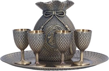 Набір келихів для вина у турецькому стилі, вінтажні склянки та глечик зі сплаву цинку з рельєфним декором для весільного декору, чаювання та домашнього використання