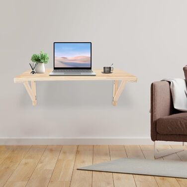 Настінний розкладний стіл, соснова деревина, розкладний верстак, плаваючий стіл для балкону, офісу, ванної кімнати, каравану, складу (80 * 50 см) 80*50 см