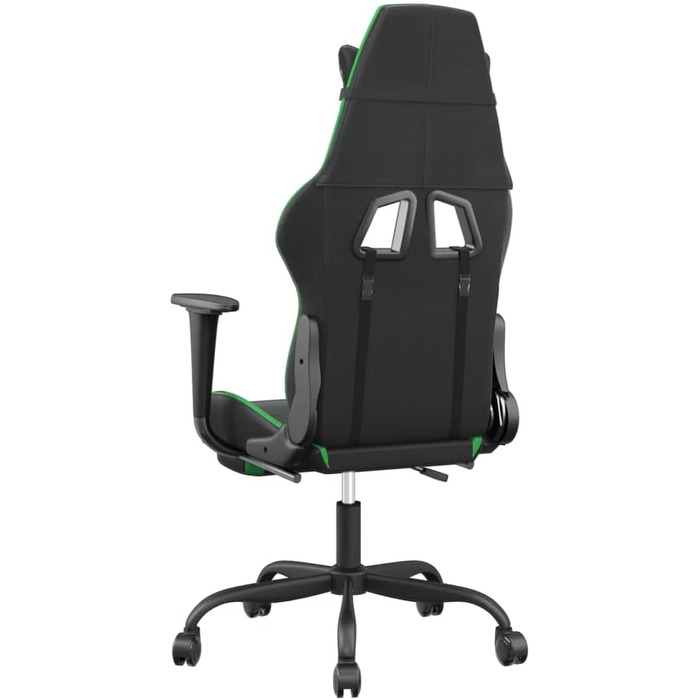 Геймерське крісло з підставкою для ніг, чорно-зелене, штучна шкіра, металевий матеріал, чорно-зелене, з підставкою для ніг