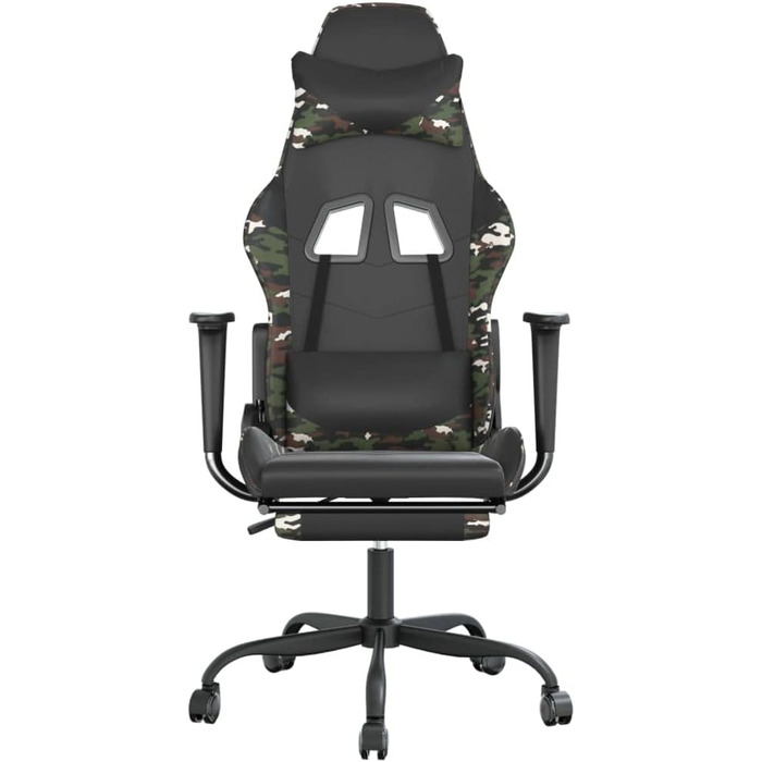 Геймерське крісло з підставкою для ніг, чорне та камуфляжне, штучна шкіра, металевий матеріал