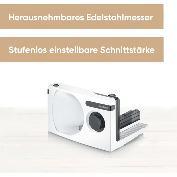 Нарізка для хліба, м'ясної нарізки або сиру, хліборізка з плавним регулюванням товщини різання, слайсер із захистом для пальців, біло-чорний, AS 3912