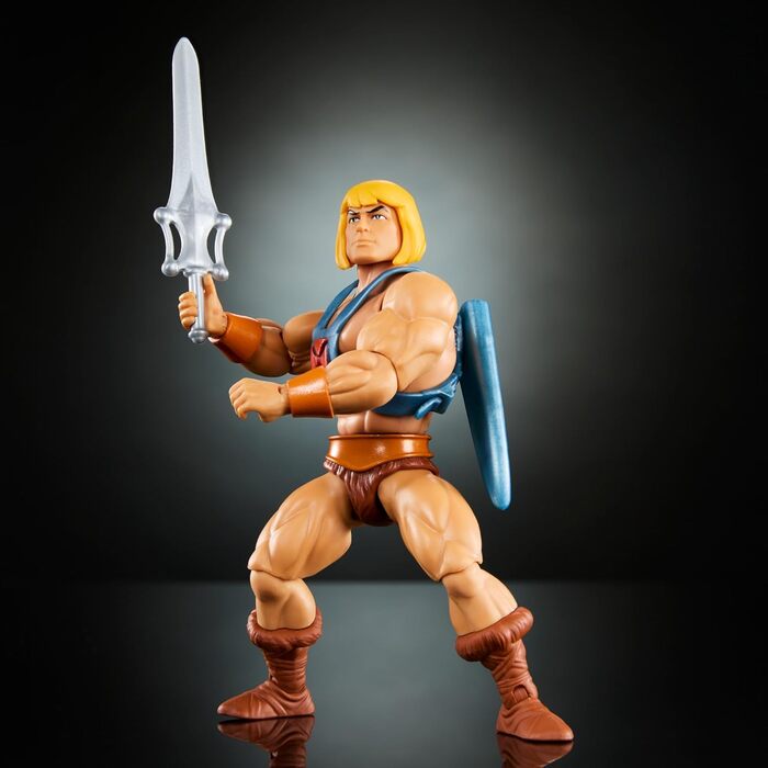 Іграшка Masters of the Universe Origins, фігурка людини-героя з колекції мультфільмів, точно в масштабі, герой заввишки приблизно 14 см в обладунках, з 2 мечами і міні-коміксом, HYD17