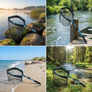 Гумований підсак для риболовлі, телескопічний складаний підсак, сачок для лосося, сома, окуня, легко ловити та випускати