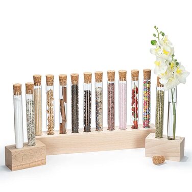 Дерев&39яна полиця для спецій Tuuters з пробірками та корками (2x2 отвори та 10 отворів)