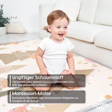 Дитячий килимок Дитячий килимок Дитячий ігровий килимок 180х200х1,5см. Двосторонній і нетоксичний товстий складаний водонепроникни