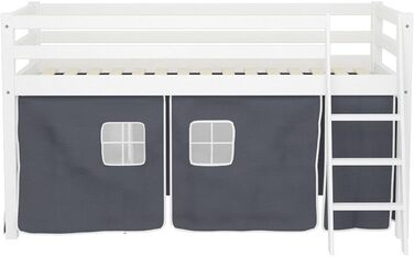 Сучасне двоярусне ліжко для спальні, 90 см, з каркасом сходів, тентом і книжковою полицею збоку, дерев'яне ліжко-горище для дітей