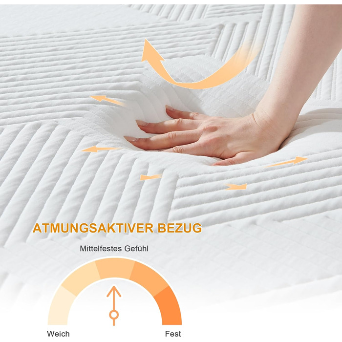 Матрац 140x200x16 см, рівень жорсткості H3, висота - 16 см, матрац з холодної піни з чохлом, який можна прати, тканина з м&39якою поверхнею, комфортний матрац з піни для молоді (140 x 200 см), середня жорсткість 140 x 200 см 16,0 сантиметрів