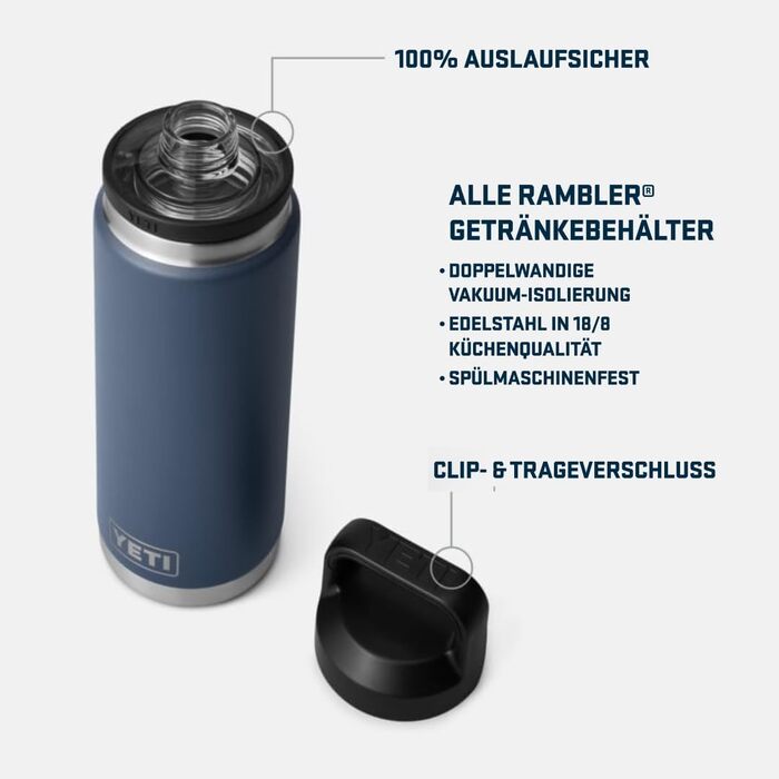 Пляшка YETI Rambler з кришкою Chug, чорна, 769 мл (26 унцій)