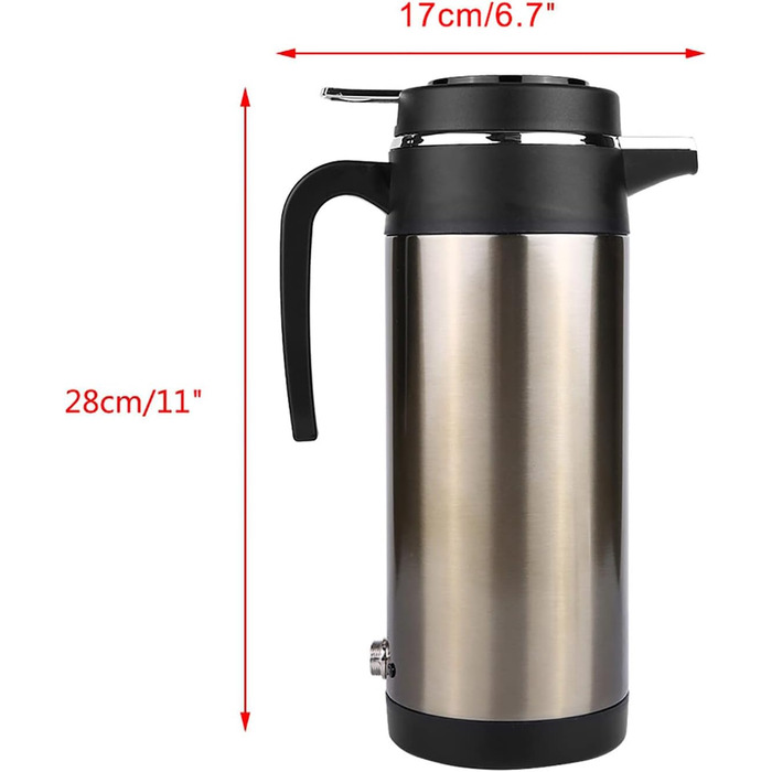 Електричний чайник Qiilu чайник 24V для вантажівки, 1000 ML автомобільний дорожній чайник з нержавіючої сталі чашка швидкого закип