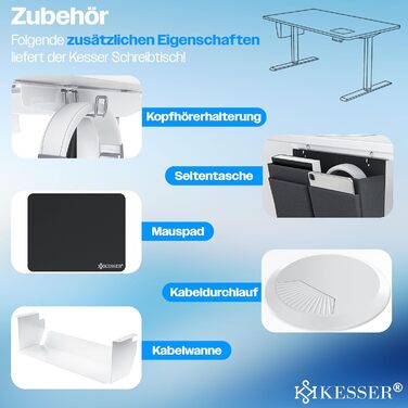 Електричний стіл KESSER з регулюванням висоти 100 см x 60 см Ергономічний стіл для роботи сидячи та стоячи 3-функціональне керування з пам&39яттю Включає коліщатка з поворотом на 360 та порт заряджання USB Комп&39ютерний стіл для домашнього офісу 100 x 60