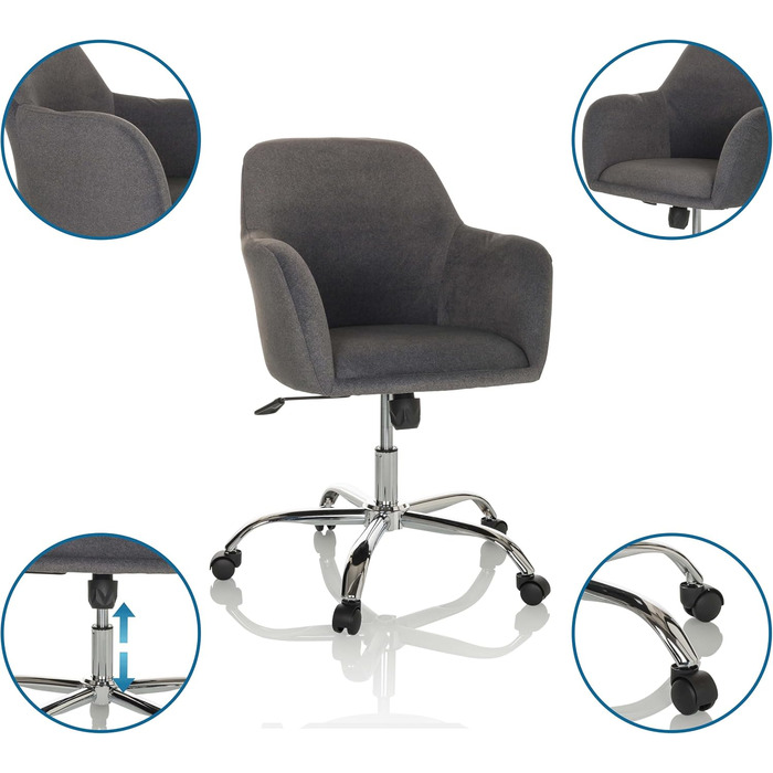 Офісний стілець hjh OFFICE SOLAO 300, тканина, регульований по висоті обертовий стілець з м&39якою подушкою сидіння, 719229, темно-сірий колір тканини