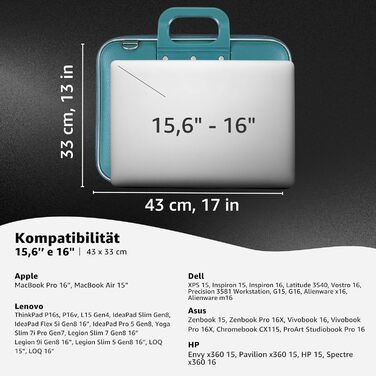 Сумка для ноутбука 15.6 дюйма - Сумка для ноутбука водонепроникна з плечовим ременем - Сумка для ноутбука з внутрішніми кишенями -