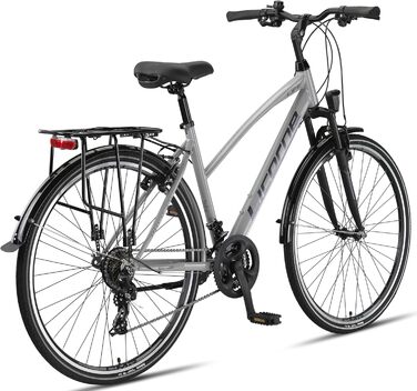 Велосипед Licorne Bike преміум-класу для трекінгу 28 дюймів для чоловіків, хлопчиків, дівчаток та жінок, 21 швидкість, міський велосипед, чоловічий велосипед LV-ATB сірий/чорний 28.0 дюймів