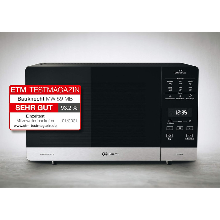 Мікрохвильова піч Bauknecht MW 59 MB / окремо стояча / місце для приготування їжі 25 л / 3D система / автоматичні програми / мікрохвильова піч 800 Вт / кварцовий гриль 900 Вт / функція швидкого старту, чорний