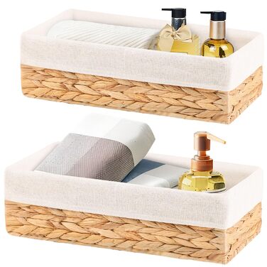 Плетений кошик для зберігання OUTBROS, кошик-органайзер для полиць, кошики для зберігання туалетного паперу, декоративна коробка з підкладкою, 2 шт., водяний гіацинт